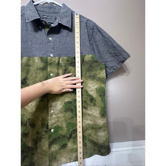 NWOT Crooks & Castles Green Map Tree Camo Short Sleeve Button Up Shirt Men's XL - Picture 10 of 12